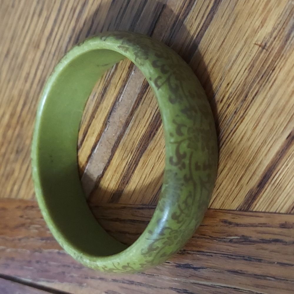 🤍 Vintage Brown & Green Lucite Bangle Bracelet